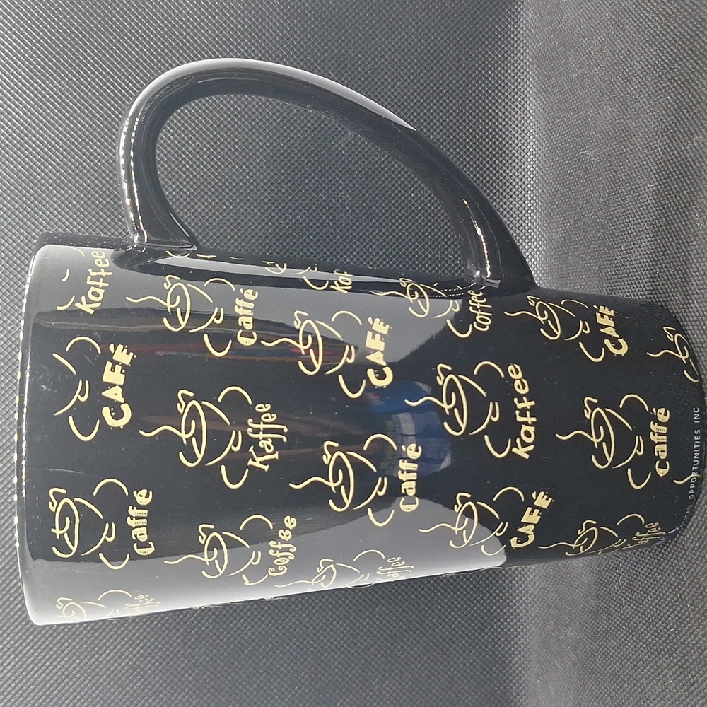 "Cafe Kaffee Caffe" Black Tall Mug